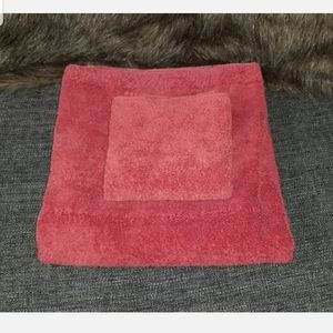 VINTAGE RALPH LAUREN AVENUE RUSSET/TERRACOTTA 2PC BATH & HAND TOWEL SET USA MADE